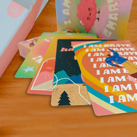Jeu de cartes d'affirmation personnalisées écologiques pour usage familial, avec dorure holographique et bords dorés, cartes d'oracle de soins personnels et de motivation