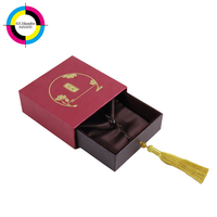 Boîte à bijoux de luxe élégante avec sac en velours, tiroir coulissant, emballage de boîte à bijoux avec pompon pour accessoires de bijoux