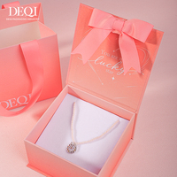 Ensemble d'emballage de bijoux de luxe DEQI, boîte cadeau personnalisée, sac en papier pour boutique de détail, boîte cadeau à rabat rose blush avec ruban
