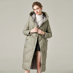 Outwear piumino invernale da donna lungo in Nylon <span class=keywords><strong>verde</strong></span> addensato con cappuccio in <span class=keywords><strong>pelliccia</strong></span> - Product Image 3