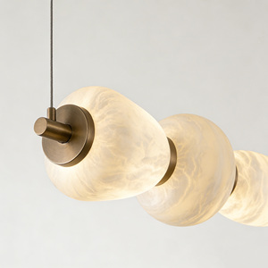 <span class=keywords><strong>Lustre</strong></span> en <span class=keywords><strong>cuivre</strong></span> <span class=keywords><strong>et</strong></span> marbre d'albâtre espagnol, moderne <span class=keywords><strong>et</strong></span> minimaliste, en forme de longue bande, pour salle à manger, bar, ou comptoir haut de gamme - Product Image 5