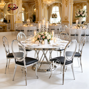 Mesa de Comedor Redonda de Acero Inoxidable con Patas Metálicas para Eventos y Banquetes - Product Image 3