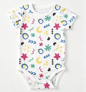 Combinaison bébé à boutons-pression personnalisable en mélange bambou/spandex, douce, lavable, respirante, à manches courtes pour l'été – Vente en gros - Product Image 5