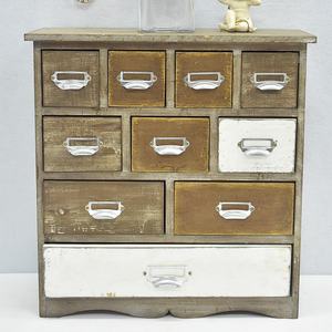 Rustic Wood <strong>Mini</strong> Trinket Desk Organizer Wooden Chest Storage Cabinet With Many <strong>Drawers</strong> - Product Image 6