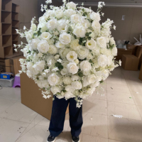 Personnalisable 50cm 60cm 70cm Blanc Rouge Grande Simulation Haute Arrangement de Roses Artificielles Boule de Fleurs de Mariage Fête des Mères