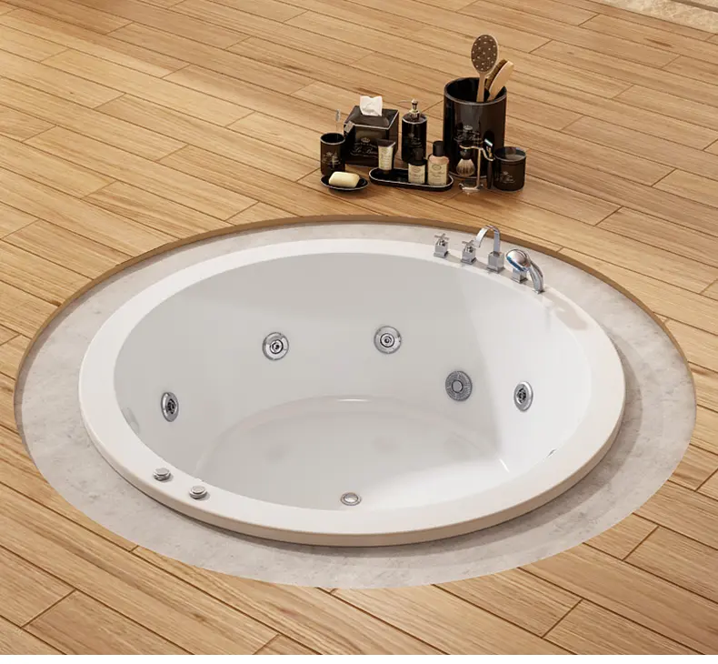 Bañera de masaje para baño, bañera empotrada montada, bañeras de hidromasaje interiores de acrílico redondas integradas