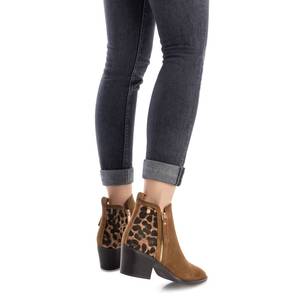 Stivaletti da Donna Carmela in Camoscio Marrone con Stampa Leopardata, Cerniera e Tacco a Blocco - Product Image 5