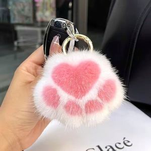 Dễ thương Fluffy mèo claw Keychain mô hình Kawaii gấu Paw Pom Pom Móc chìa khóa động vật xinh đẹp Paw đồ chơi sang trọng quyến rũ xe Keyring Mặt dây chuyền - Product Image 1