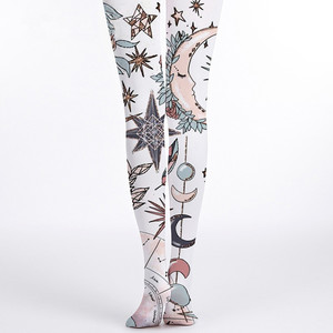 Medias de cosplay con estampado de dibujos animados Socksmate, leggings de moda <span class=keywords><strong>para</strong></span> niñas con diseño de luna pintada, pantimedias grises con estrellas vintage, medias de seda de talla grande. - Product Image 6