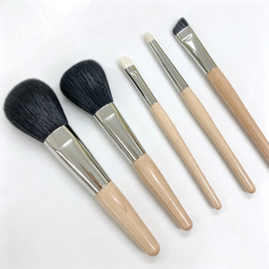 5-Piece Soft Synthetic Bristle Makeup Brush Set Wood Handle Aluminum Ferrule Powder Blush Concealer Private Label Kit - Product Image 3