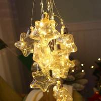 Einzigartige Vintage-Stern-Glühbirnen LED-Lichterkette Transparenter Kupferdraht Innenbereich 4M Hängende Weihnachts-Hochzeits-Party-Heimdekoration