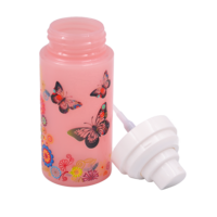 Botol Semprot Kabut Halus Plastik Cetak UV dengan Bodi Warna Pink Bermotif Kupu-kupu, Cetak UV Custom