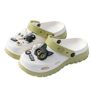 Nouveauté 2026 DIY Sandales de plage unisexe à bout fermé, motif chat noir et blanc, design bicolore, antidérapantes - Product Image 5
