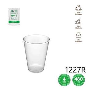 Vaso Desechable de Plástico Reutilizable de 480CC de Capacidad, 1227R VASO CUBATA con 4 Unidades, Hecho de Material PS - Product Image 1