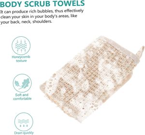Serviette de Bain en Sisal et Agave Naturel avec Logo Personnalisé - Gant de Toilette Exfoliant Doux en Coton Éponge pour le Visage et le Corps, Massage Exfoliant - Product Image 3