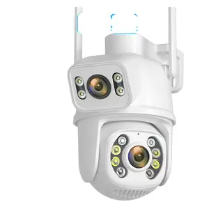 Moniteur de caméra IP CCTV 4K 8MP iCSee 5K PTZ Wifi Caméra IP Zoom numérique 8X DEUX objectifs Double écran Surveillance extérieure sans fil