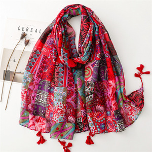 <span class=keywords><strong>Top</strong></span> Vente Tissé Léger Viscose Coton <span class=keywords><strong>Voile</strong></span> Imprimé Écharpe Mode Écharpes - Product Image 2