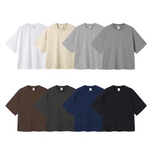 T-shirt in cotone con vestibilità squadrata di tendenza 2025 275G in bianco perfetto per loghi personalizzati a maniche corte oversize per uomo - Product Image 1