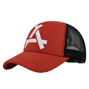 Casquette Trucker en Maille Rouge avec Logo Lettres Blanches, Fermeture à Double Boucle, Style Sportif, Idéale pour l'Extérieur Printemps-Été, Unisexe Décontracté - Product Image 1