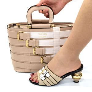 Sac à Main Femme et Chaussures Compensées Assorties en Cuir PU à Talon Haut Guangzhou 2025 pour Filles et Femmes - Product Image 4