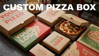Carpeta de Papel Kraft para Pizza Personalizada, Rectangular, Ranurada, Reciclable, con Logotipo en Cuatro Colores, Grabado en Relieve, Ecológica, Biodegradable, de Grado Alimenticio