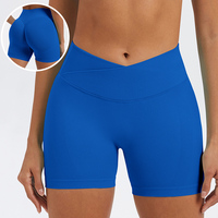 Shorts de sport et yoga sans couture pour femme 2026, en nylon uni, respirants, taille haute en V, effet froncé aux fesses, anti-squat, pour l'entraînement et le fitness