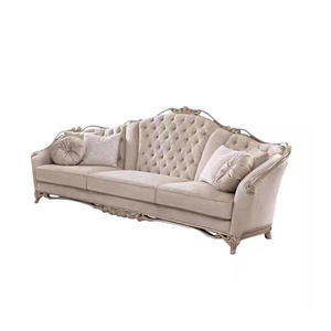 طقم كنب قصر فرنسي خشب مصمت منجد قماش منحوت أثاث طراز أوروبي عتيق لغرفة المعيشة كنب مقطعي فاخر - Product Image 6