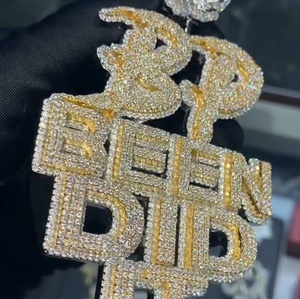 Anpassbare Heavy Rock <span class=keywords><strong>Rapper</strong></span> Herren HipHop Halskette Trendy <span class=keywords><strong>Big</strong></span> Moissan ite Letter Name Anhänger auf Seil kette - Product Image 2