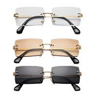 Lmamba S31274 Lunettes de Soleil de Luxe Carrées pour Femme, Style Designer Tendance, Rectangulaires, Y2K Sans Monture, Homme, Logo 2024