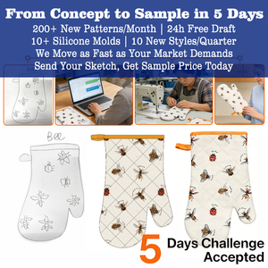 Set di Guanti da Forno e Presine in Cotone da Cucina, Resistenti al Calore con Logo Personalizzato Stampato, per Barbecue e Chef - Product Image 4