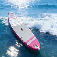 Planche de paddle gonflable rose à motif ondulé, système à 3 ailerons, écologique, pour entraînement sportif aquatique en extérieur