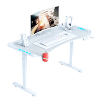 Escritorio de Juego Wquantum, Escritorio para Computadora con RGB Negro, Altura Ajustable, Escritorio Elevador para Juegos