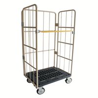 Chariots de transport de marchandises en acier robuste Assemblage facile pliable à quatre roues Personnalisable OEM Pliable Metal Mesh Sided Roll
