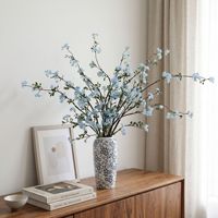 Branches de pêchers artificiels de style nordique, fleurs de saule des neiges, haut de gamme, en tissu de soie synthétique, semi-artisanales, pour décoration de mariage et d'intérieur
