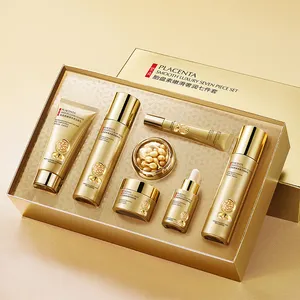 VENZEN Extrait de Placenta Doré & Collagène Raffermissant Hydratant Éclaircissant Coffret Soin Visage 7 Pièces Vitamine C pour Peaux Foncées - Product Image 1