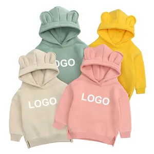 Sudadera con capucha de algodón liso para niña pequeña, suéter personalizado con logotipo para niño, ropa para bebé, novedad de 2021