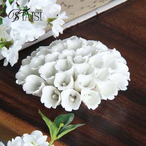 F001W منحوتة فنية لمجموعات زهور من السيراميك الأبيض مصنوعة يدويًا، حرف يدوية للتعليق على الحائط لديكور المنزل - Product Image 6