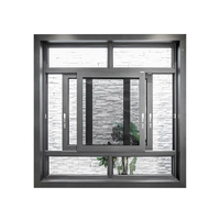 Fenêtre coulissante horizontale en verre double vitrage noir au design moderne personnalisé, aluminium de haute qualité, isolation thermique