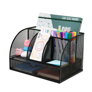 Wildeny nero in rete metallica Set organizzatore <span class=keywords><strong>scrivania</strong></span> per ufficio <span class=keywords><strong>cancelleria</strong></span> con supporto per promemoria e vassoio di carta - Product Image 3