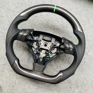 Volant en fibre de carbone au <span class=keywords><strong>prix</strong></span> de gros, nouveau design <span class=keywords><strong>2022</strong></span>, pour Acura 2004 TSX avec cuir perforé, boutons verts - Product Image 3