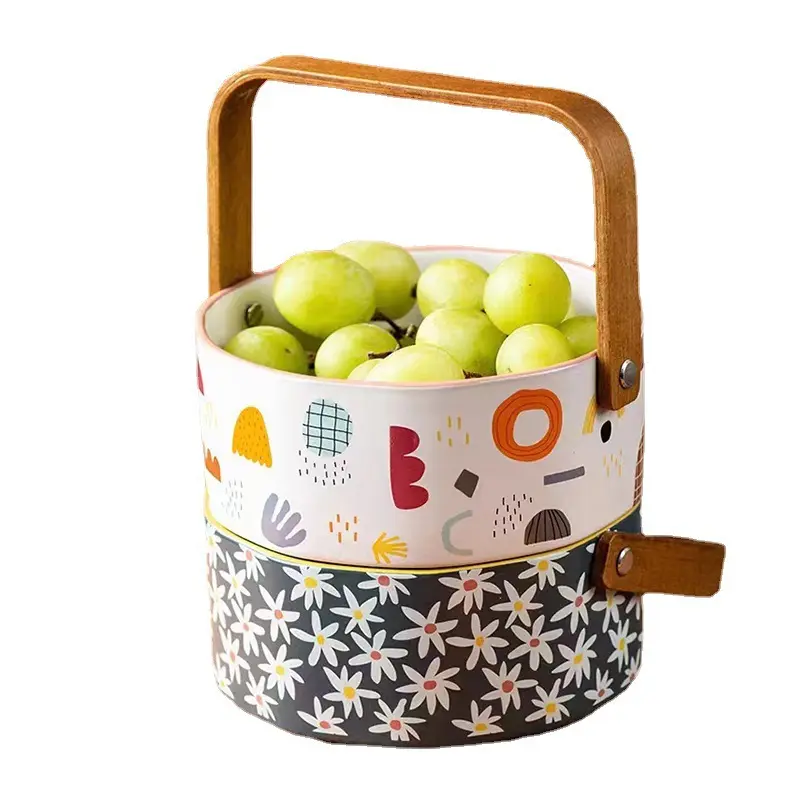 Handy Basket Fruit Bowl Candy Box Home Living Room Snacks Ceramic Place Dry Fruit Tray Storage Bowl