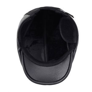 Nouvelle Collection Hiver 2025 – Béret Plat Unisexe pour Hommes Âgés, Chaud et Confortable avec Cache-Oreilles et Visière en PU - Product Image 3