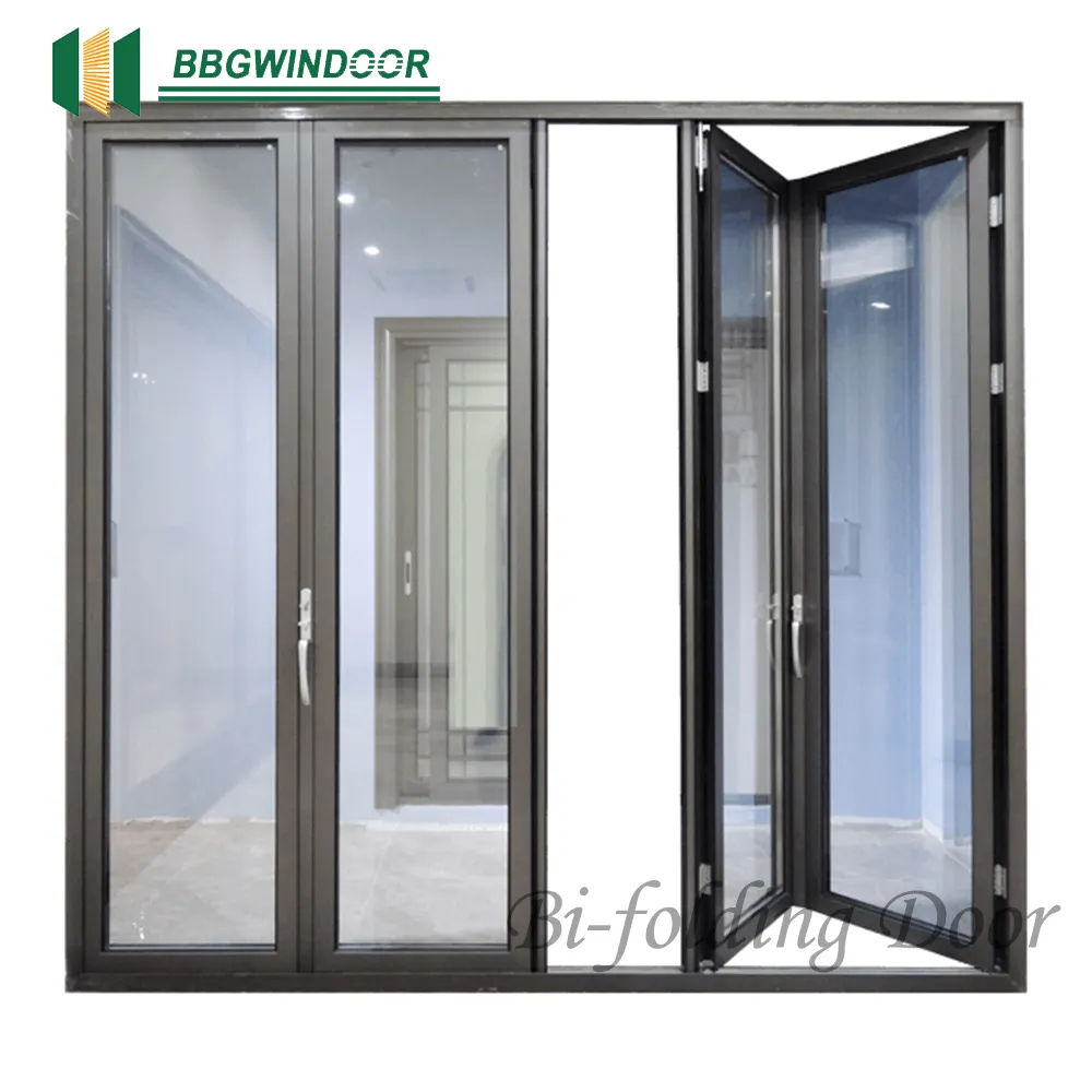 Minetal Customized Accordion Bi Folding Doors with Exterior Aluminium Glass Bifold Patio Door
