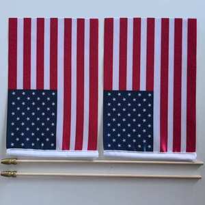 Недорогие флаги США для мероприятий, 100D полиэстер, на заказ, ручные мини-флажки с деревянной палочкой - Product Image 4