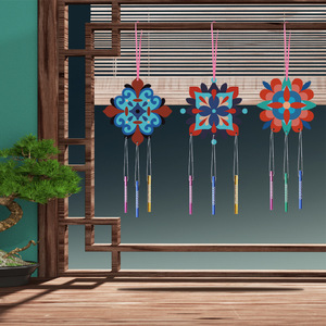 Carillon éolien Mandala en peuplier - Kit de décoration artisanal à finir soi-même, gravé au laser, pour la maison - Product Image 2