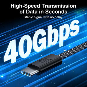 Nylon Tressé 5A USB 4.0 Type C Mâle à Mâle 8K Câble Vidéo 1M 2M 3M <span class=keywords><strong>5M</strong></span> 40G 240W PD <span class=keywords><strong>3</strong></span>.1 USB4 <span class=keywords><strong>Thunderbolt</strong></span> 4 Câble pour la Charge - Product Image 3