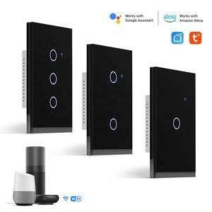 Commutateur Wifi Zigbee <span class=keywords><strong>Application</strong></span> de maison intelligente One Gang Interrupteur électrique à panneau de verre tactile noir sans fil neutre - Product Image 3