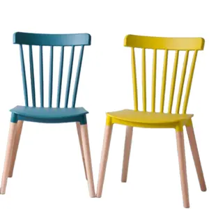 wholesale sillas plasticas de jardin wooden-chair Nordic pp plastic interior dining table set 6 chairs dining room chair