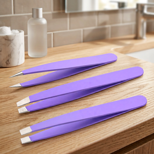Juego de Pinzas para Cejas de Acero Inoxidable Color Morado, Punta Puntiaguda, Duraderas, Estilo Moderno - Product Image 4