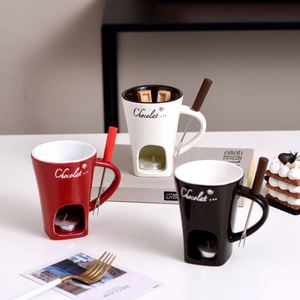 แก้วกาแฟ หม้อไฟฟ้า ไอศกรีม ชีสละลาย เตาอบ ถ้วยเซรามิกสำหรับฟองดู พร้อมส้อม ดีไซน์ใหม่ แก้วนมช็อกโกแลตร้อน เทียนสร้างสรรค์ - Product Image 2